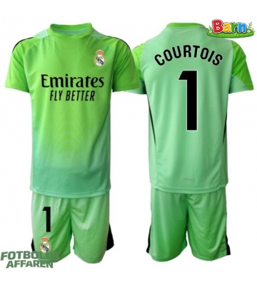 Real Madrid Thibaut Courtois #1 Målvakt Bortaställ Barn 2025-26 Kortärmad (+ Korta byxor)